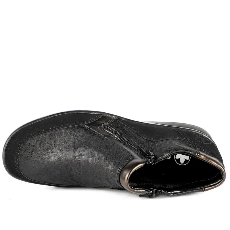 Rieker Zip Up Leather Ankle Boots - RKR44515 / 329 724 - Black