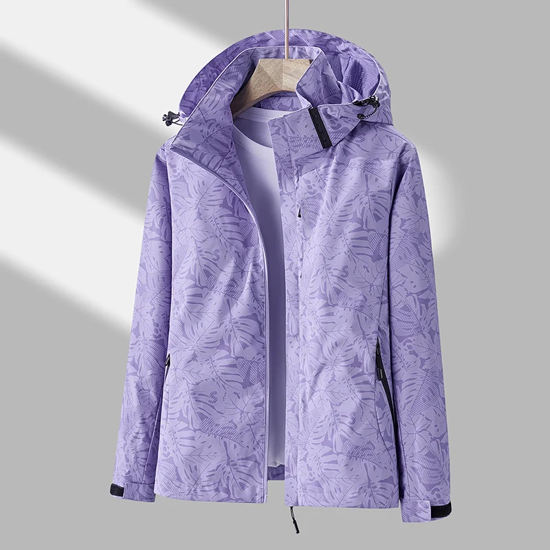 Johanna | Damen Jacke mit Kapuze und Blattmuster