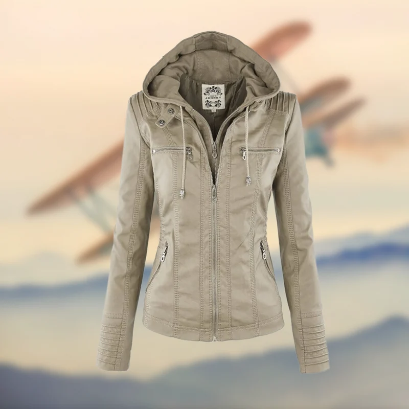 Natascha | Damen Slim Fit Lederjacke mit Reißverschluss