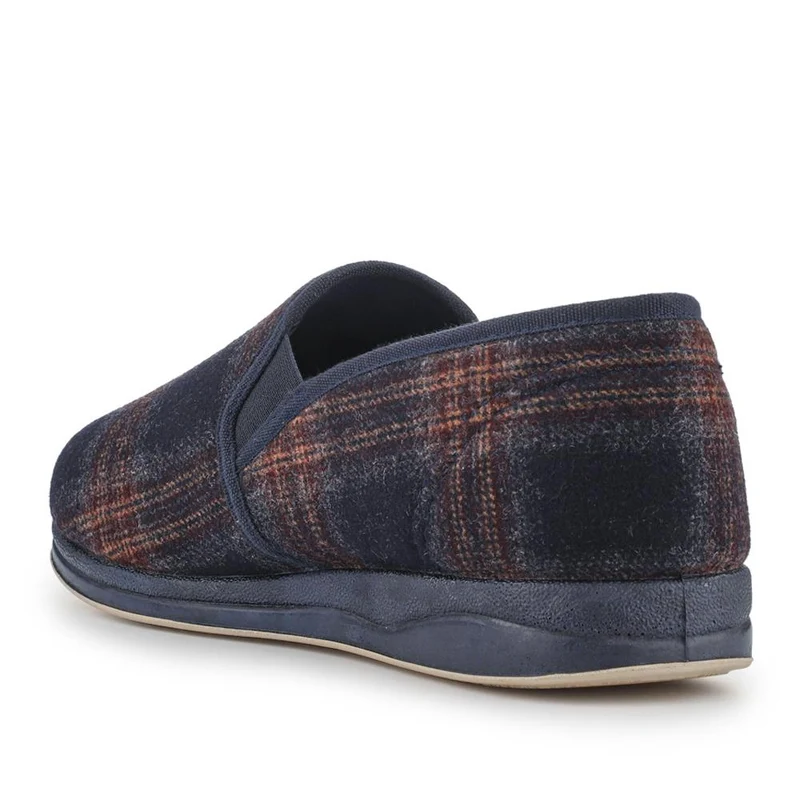 Wide Fit Memory Foam Slippers - QING42012 / 327 973 - Navy