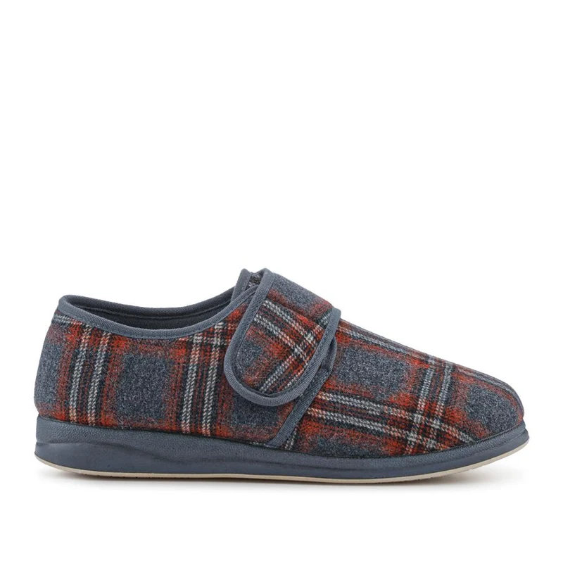 Wide Fit Wool Slippers - QING42013 / 327 974 - Grey-Red