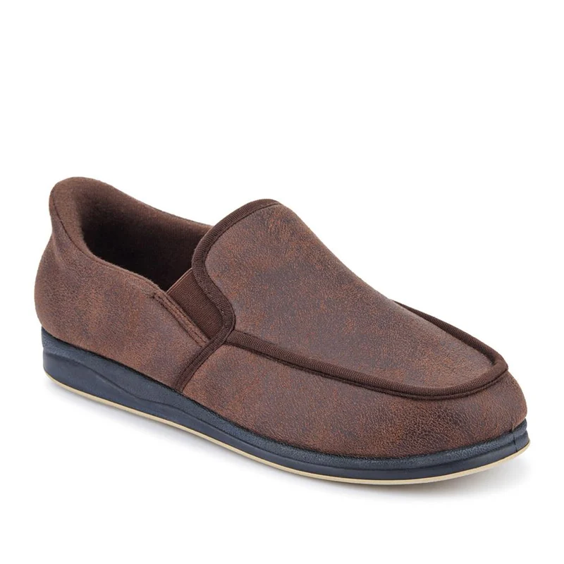 Easy Step In Extra Wide Memory Foam Slippers - QING42000 / 327 899 - Brown