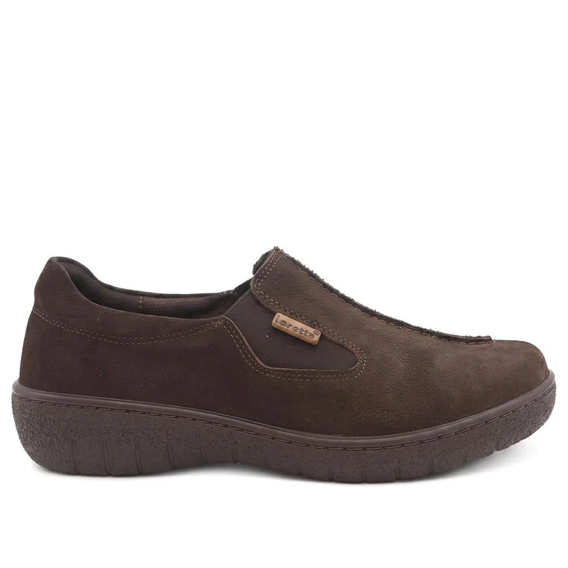 Loretta Leather Elastic Fit Slip On Shoes - HAK44005 / 329 717 - Brown Nubuck