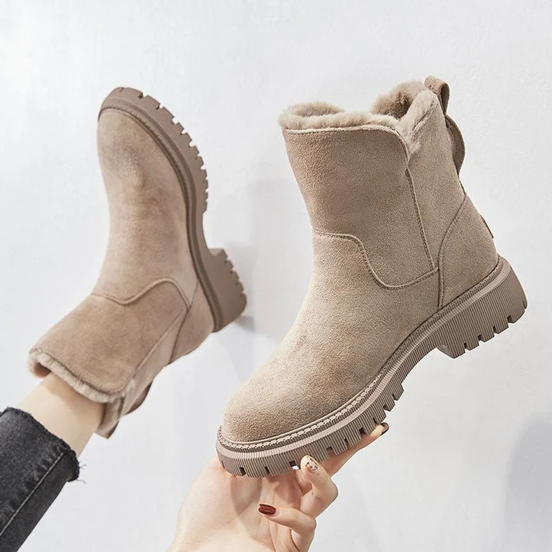 Leonie | Damen Gefütterte Wildleder Ankle Boots Stiefeletten Flach Warm
