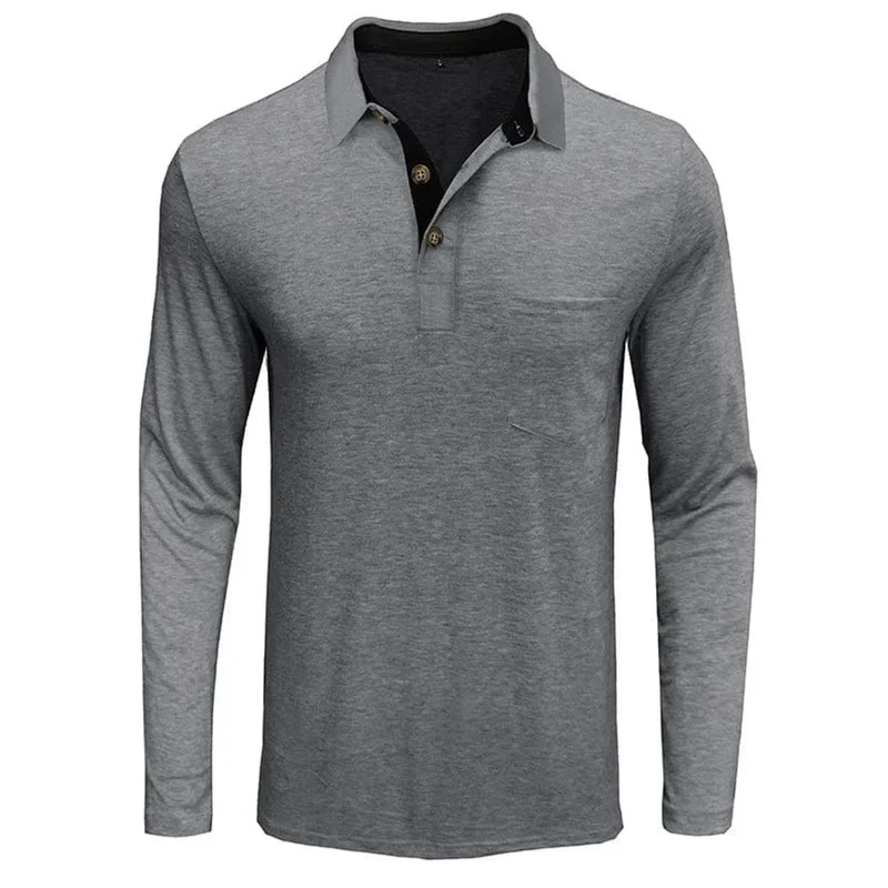 Sebastian | Herren Langarm-Poloshirt mit Brusttasche und Knopfleiste