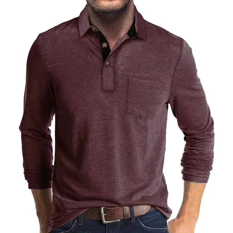 Sebastian | Herren Langarm-Poloshirt mit Brusttasche und Knopfleiste