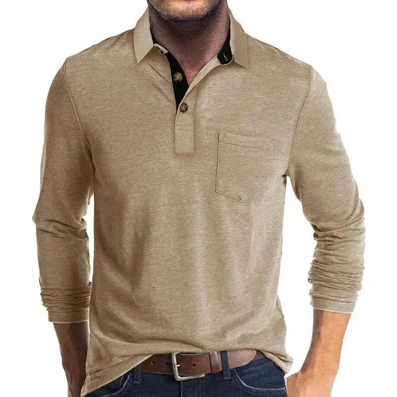 Sebastian | Herren Langarm-Poloshirt mit Brusttasche und Knopfleiste