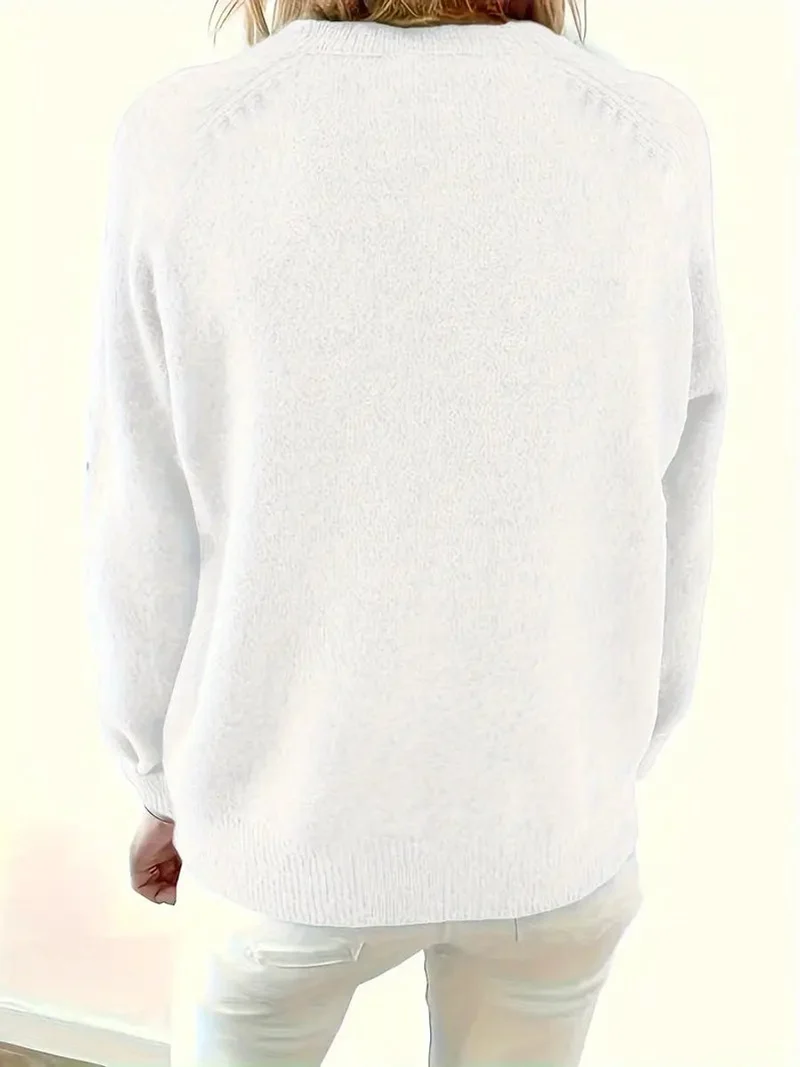 Annika | Damen Strickpullover mit V-Ausschnitt Halbknopfleiste Relaxed Fit