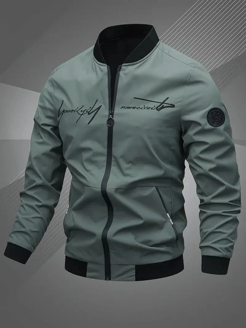 Tobias | Herren Mens Bomber Jacket Lässige Polyester Blouson-Jacke Reißverschluss