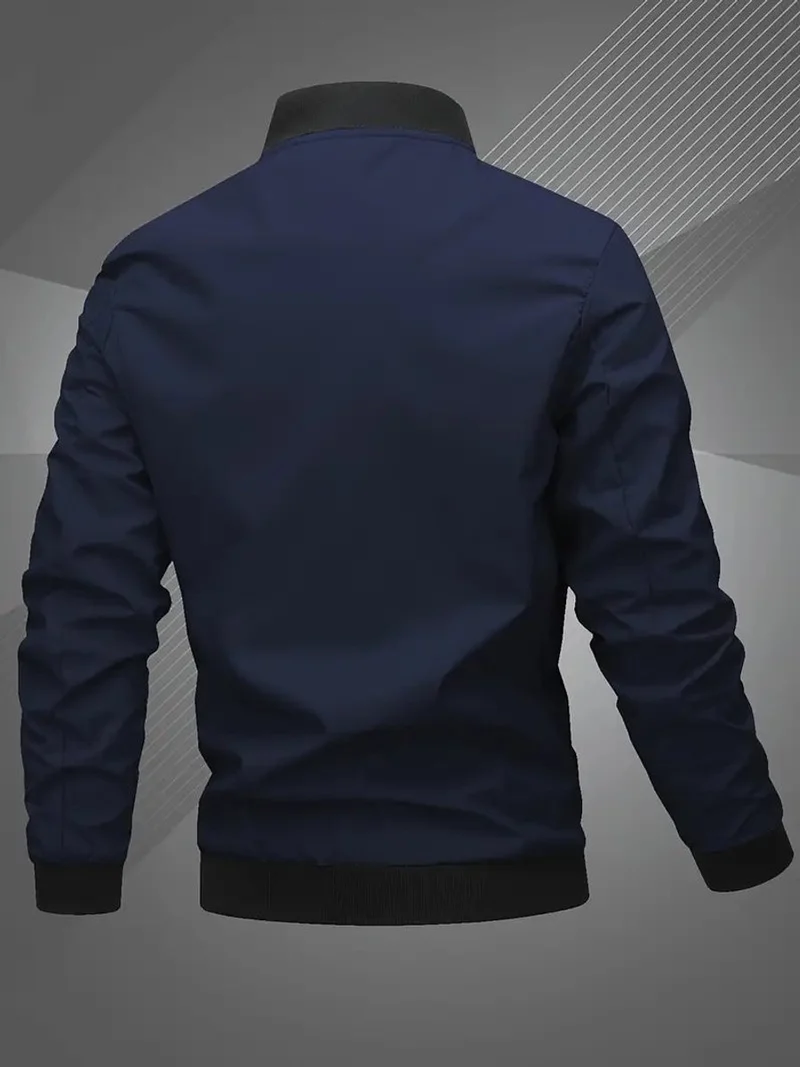 Tobias | Herren Mens Bomber Jacket Lässige Polyester Blouson-Jacke Reißverschluss