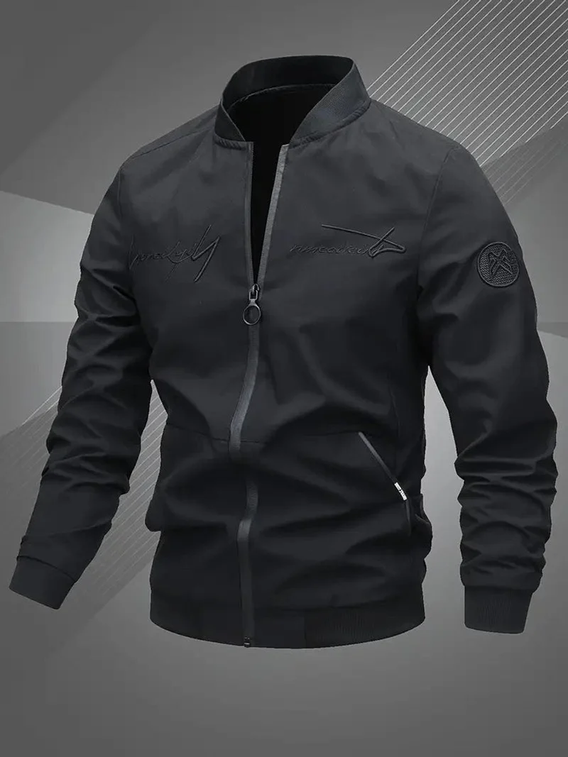 Tobias | Herren Mens Bomber Jacket Lässige Polyester Blouson-Jacke Reißverschluss