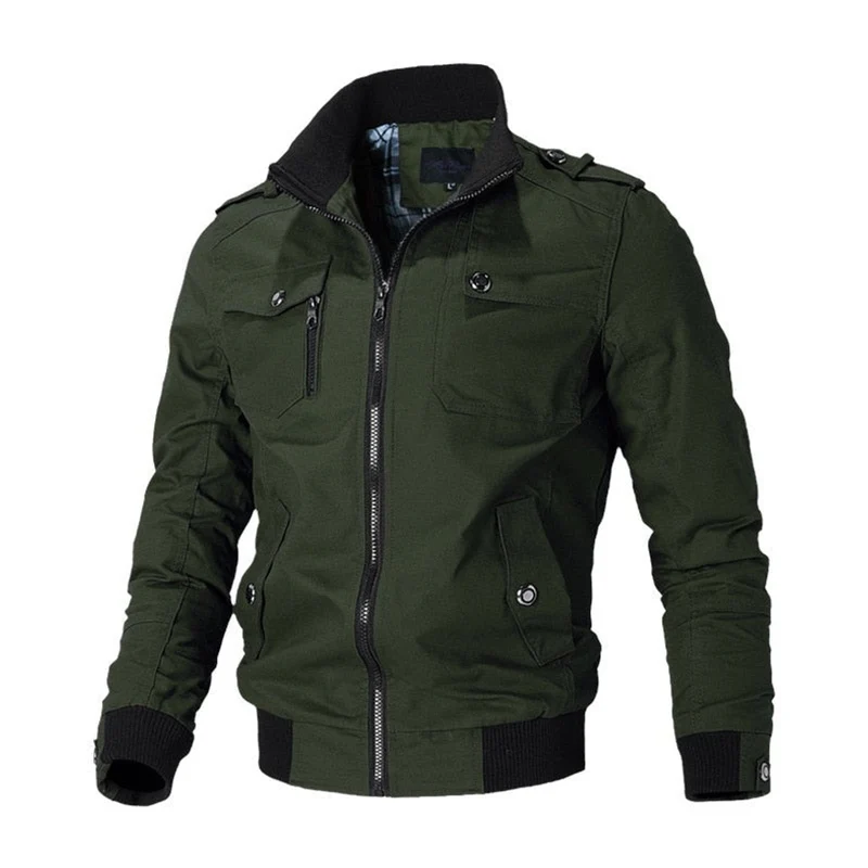 Fabian | Herren Mens Bomber Jacket Kurzreißverschluss Militär Übergangsjacke