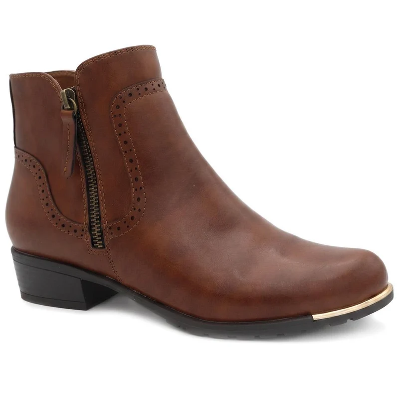 Zip Fasten Brogue Trim Ankle Boots - WBINS44012 / 329 743
