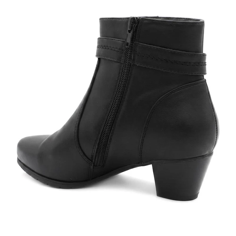 Wide Fit Smart Buckle Detail Ankle Boots - WBINS44006 / 329 745 - Black
