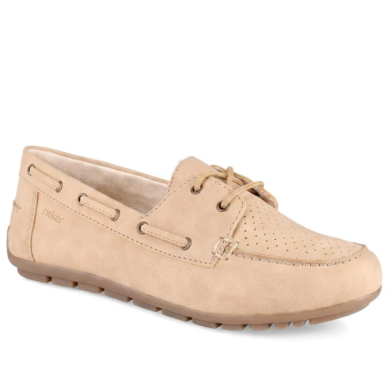 Rieker Breathable Laced Loafers - RKR43068 / 330 547 - Beige