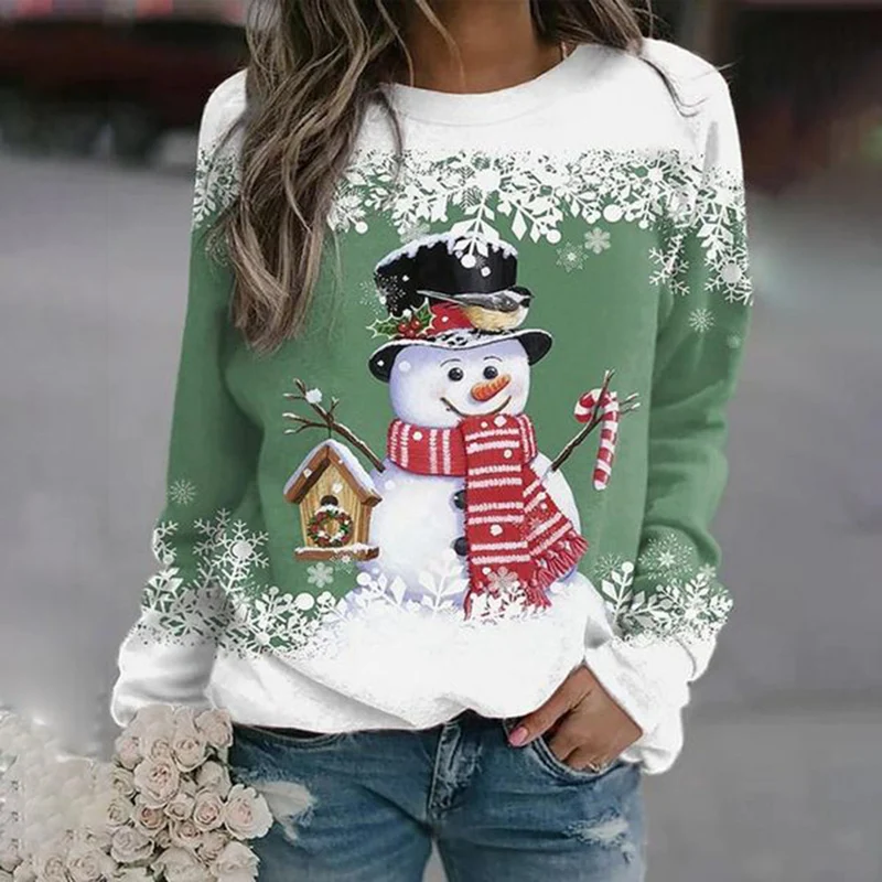 Elfriede | Damen-Weihnachtspullover mit Schneemann-Motiv