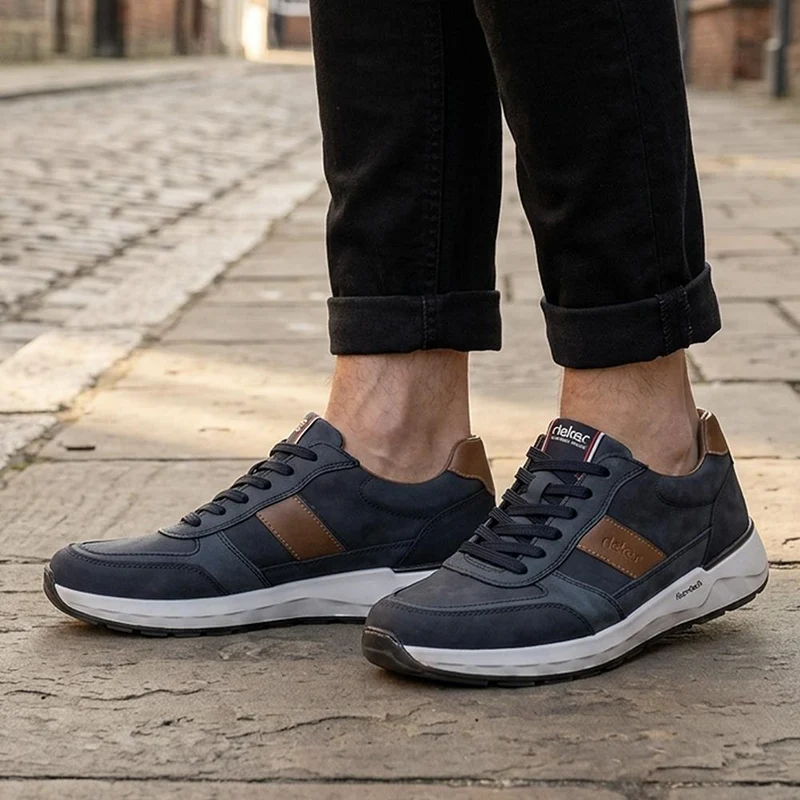 Rieker Extra Wide Zip & Lace Trainers - RKR44509 / 329 909 - Navy