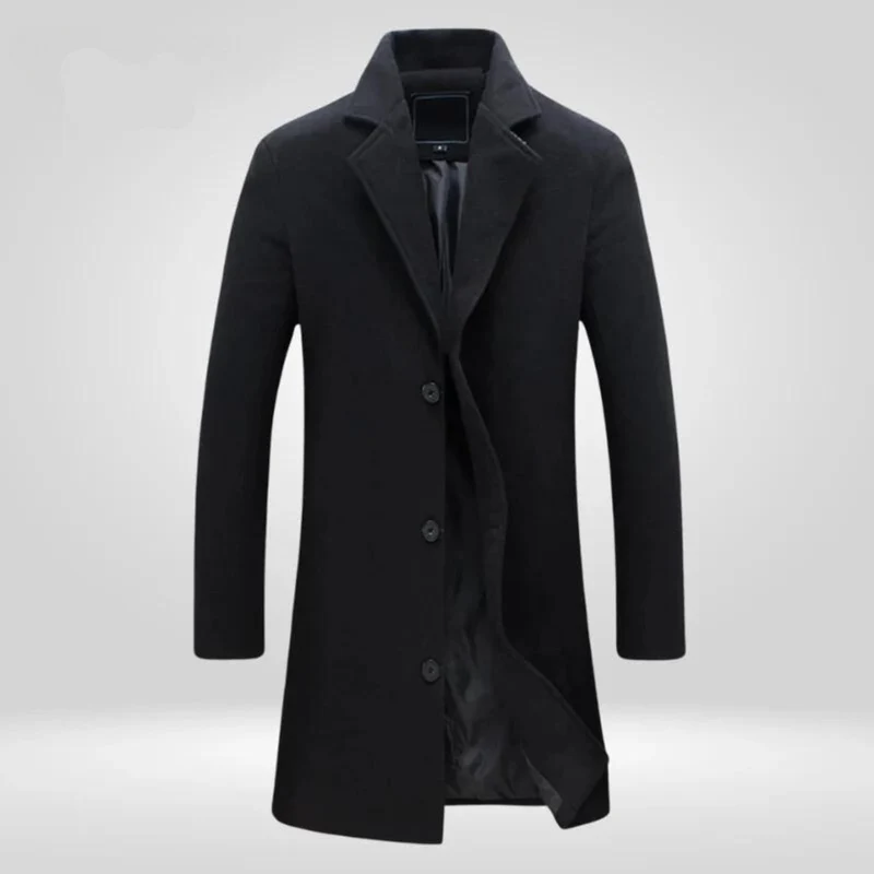 Matthias | Herren Mens Wool Coat Eleganter Einreiher Wintermantel