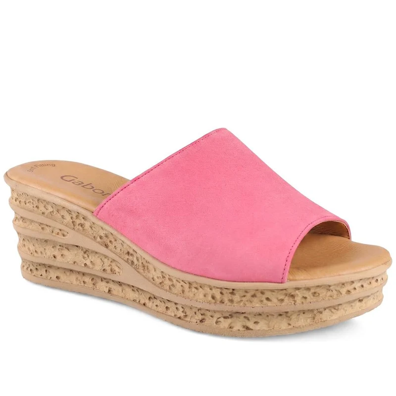 Gabor Leather Wedge Heel Mule Sandals - GABC44508 / 330 263
