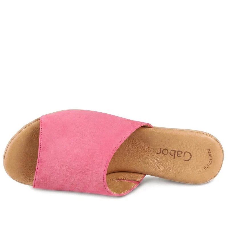 Gabor Leather Wedge Heel Mule Sandals - GABC44508 / 330 263 - Fuchsia