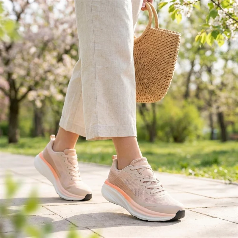 Bellissimo Memory Foam Lace Up Trainers - BELSUNCH43001 / 329 309 - Beige