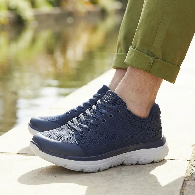Wide Fit Memory Foam Lace Up Trainers - BOJIE43001 / 328 889 - Navy