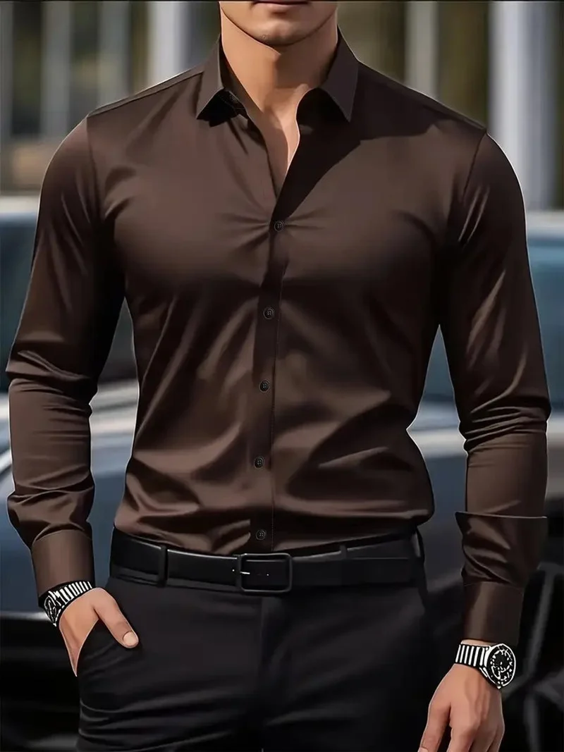 Julian | Herren Slim-Fit Knitterfreies Langarm Business-Hemd