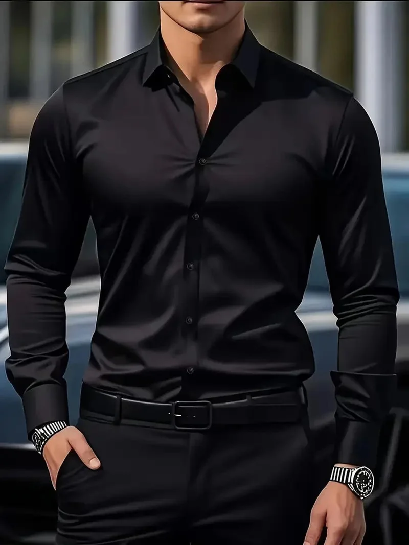 Julian | Herren Slim-Fit Knitterfreies Langarm Business-Hemd