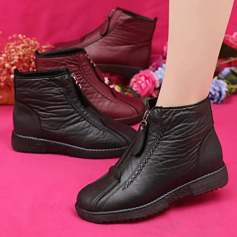 Clara | Damen Ankle Boots Rutschfeste Winterstiefeletten mit Reißverschluss