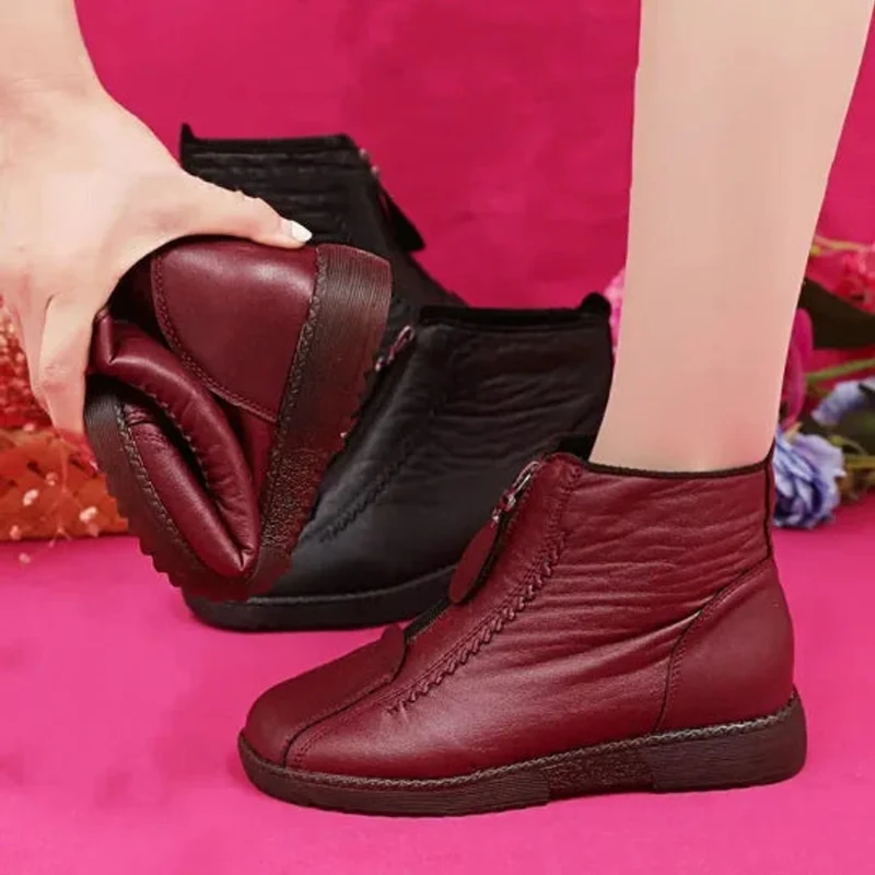 Clara | Damen Ankle Boots Rutschfeste Winterstiefeletten mit Reißverschluss