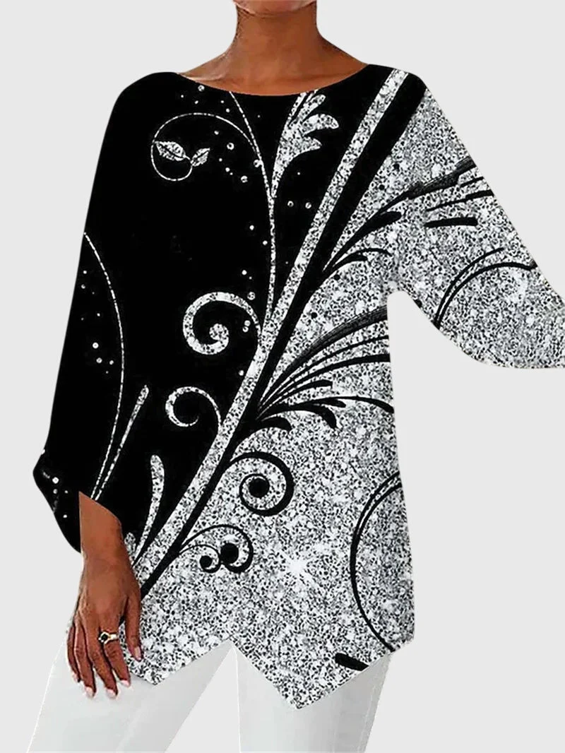 Dorothea | Damen Langarmtop mit Schmetterlingsmuster