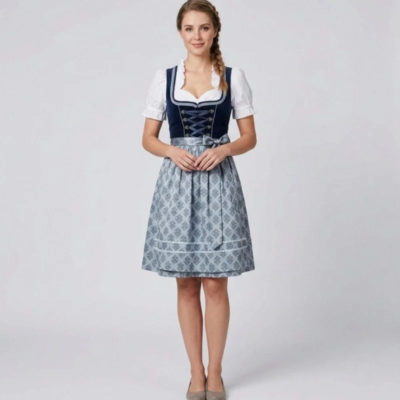 Clara | Damen Oktoberfest Dirndl Kleid Rüschenbluse Schürze Trachtenkleid