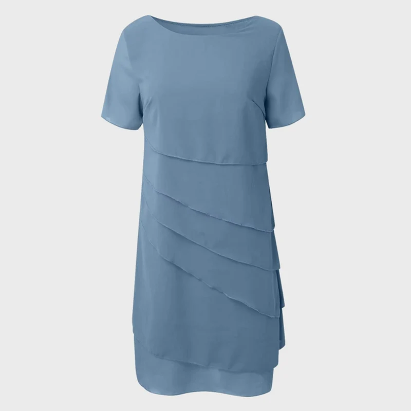 Charlotte | Damen Cocktailparty-Kleid geschichtetes Chiffon Kurzarm Abendkleid