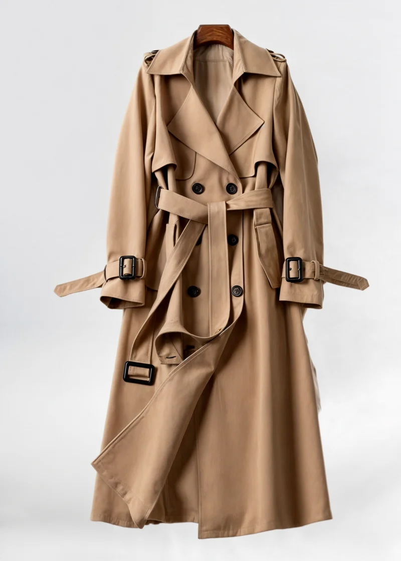 Emma | Damen Wasserfester Langer Wintertrenchcoat mit Gürtel
