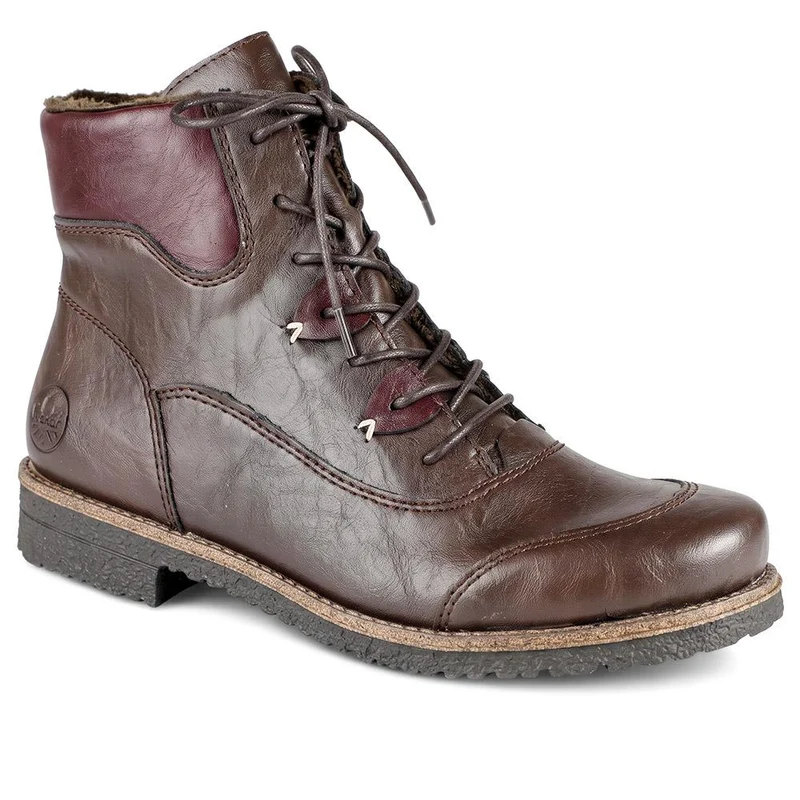 Rieker Cushioned Lace-Up Boots - RKR42530 / 327 694 - Brown Multi