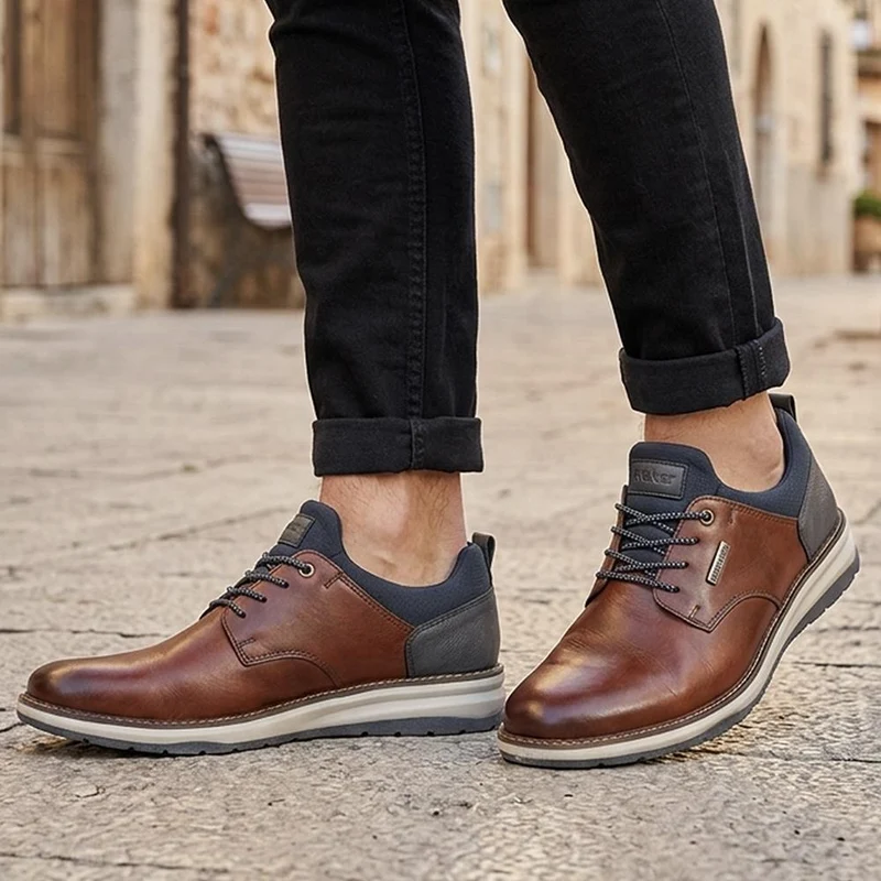 Rieker Dual-Tone Leather Shoes - RKR44507 / 329 907 - Tan