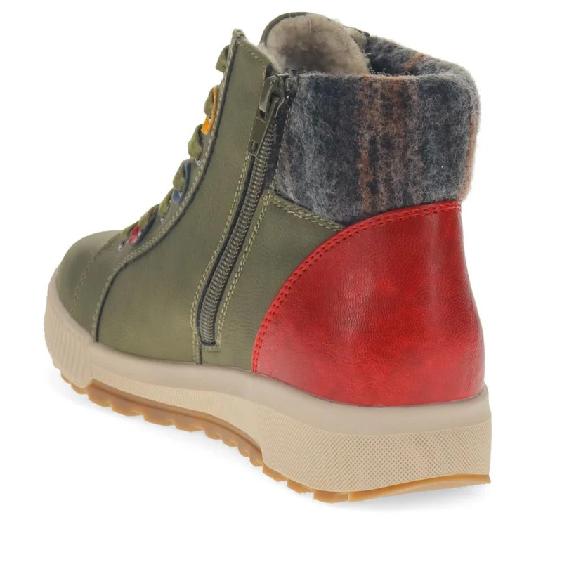 Wide Fit Knitted Cuff Ankle Boots - WBINS40163 / 326 115 - Khaki