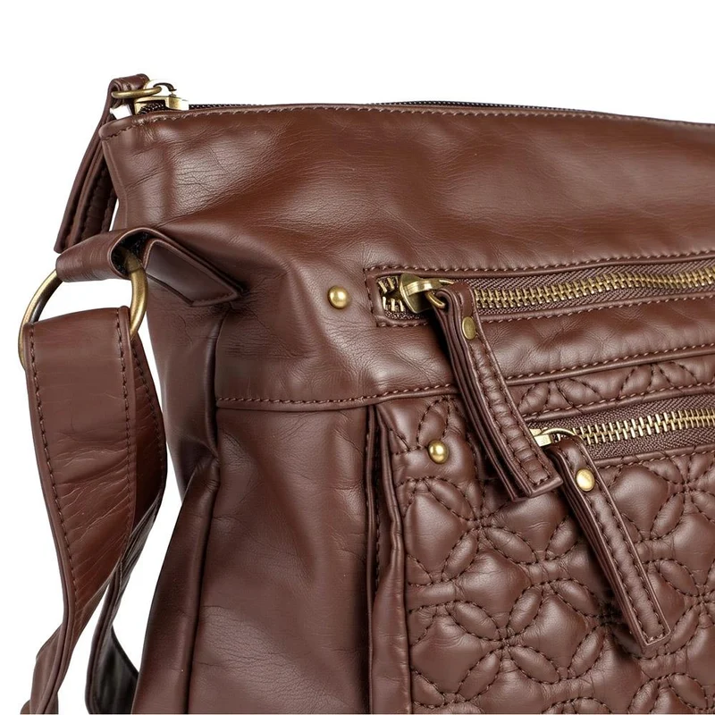 Multi-Zip Cross-Body Bag - WAHT41001 / 327 237 - Brown