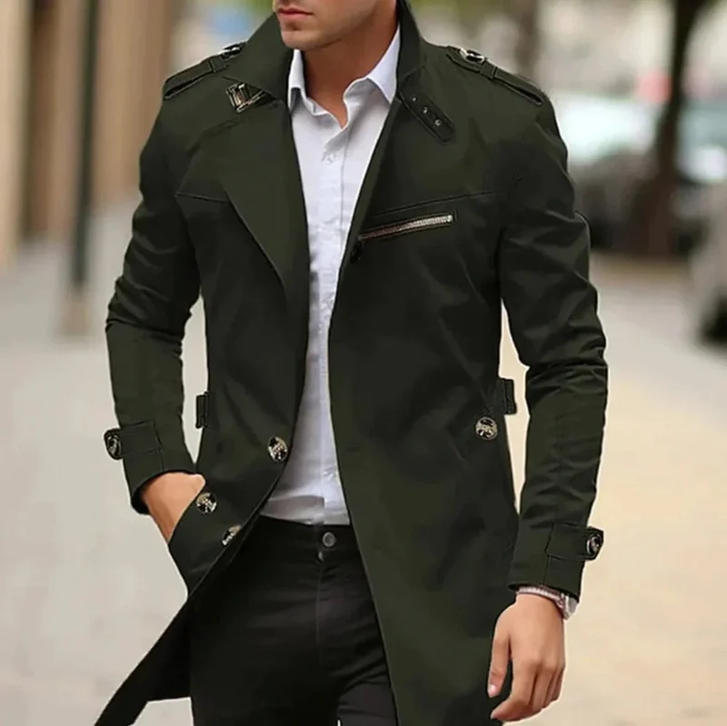 Maximilian | Herren Mens Wool Coat Eleganter Slim-Fit Trenchcoat