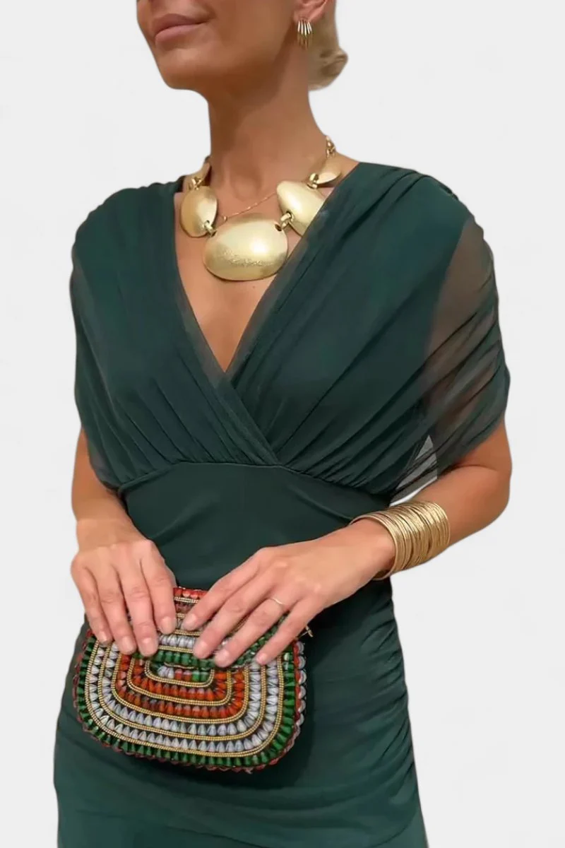 Amelie | Damen Off-Shoulder Cocktailparty-Kleid figurbetontes Chiffon Maxikleid