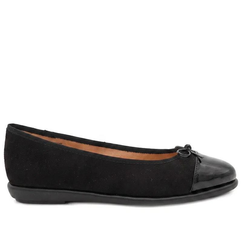Bow Detailed Faux Suede Flat Ballet Pumps - UPSKY44000 / 329 768 - Black-Black Suede