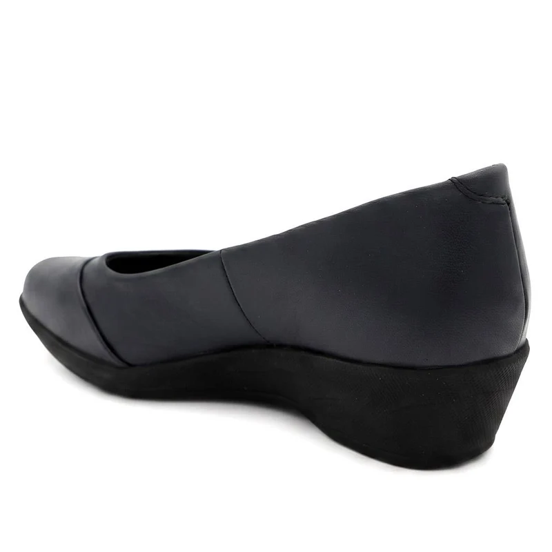 Smart Leather Wedge Heel Pumps - KF44002 / 329 815 - Navy Combi