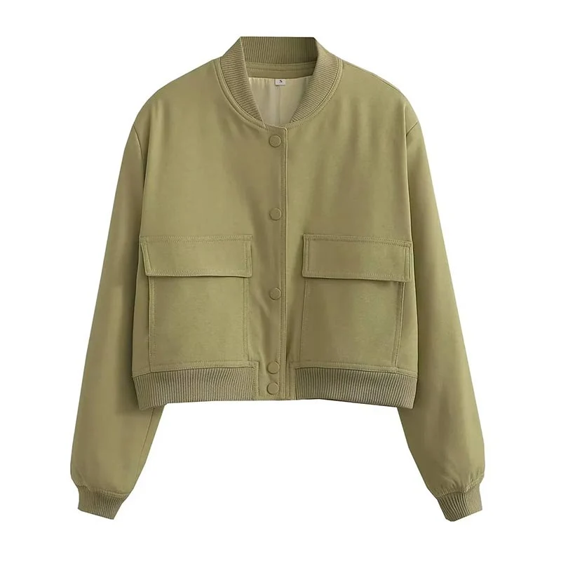 Marie | Damen Kurze Streetwear-Jacke mit Knopfleiste