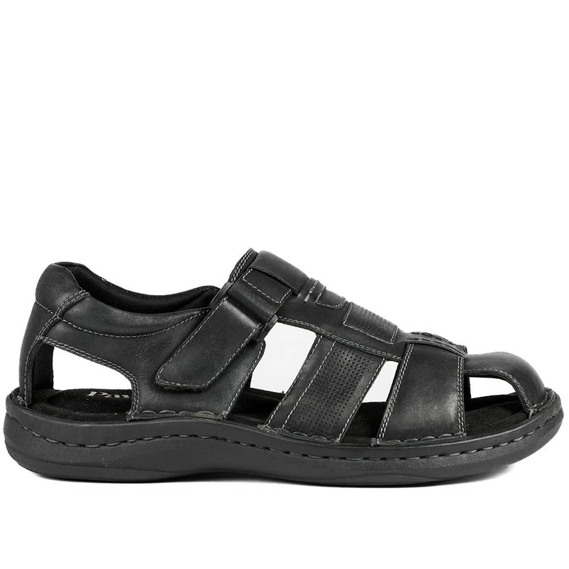 Leather Touch Fasten Fisherman Sandals - AATRA43005 / 328 928 - Black