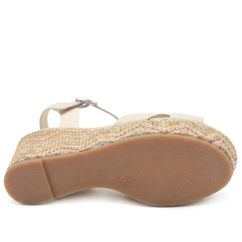 Bellissimo Buckle Fasten Wedge Espadrilles - BELWBINS43044 / 329 119 - Off White