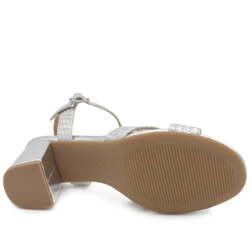 Bellissimo Woven Strap Block Heel Sandals - BELSANYI43007 / 329 147 - Silver