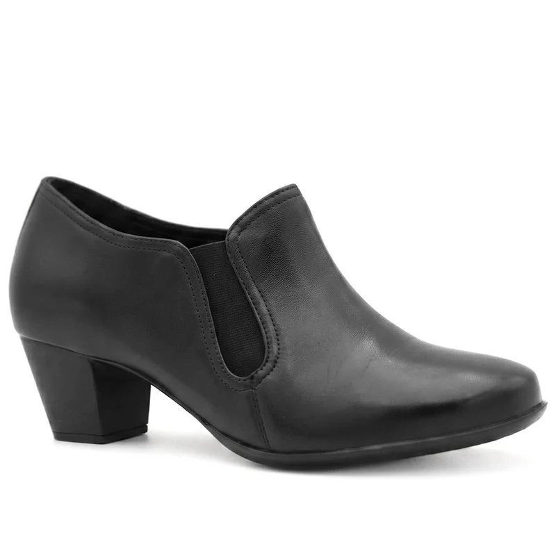 Leather Block Heel Slip On Shoe Boots - MAGNU44001 / 329 709 - Black