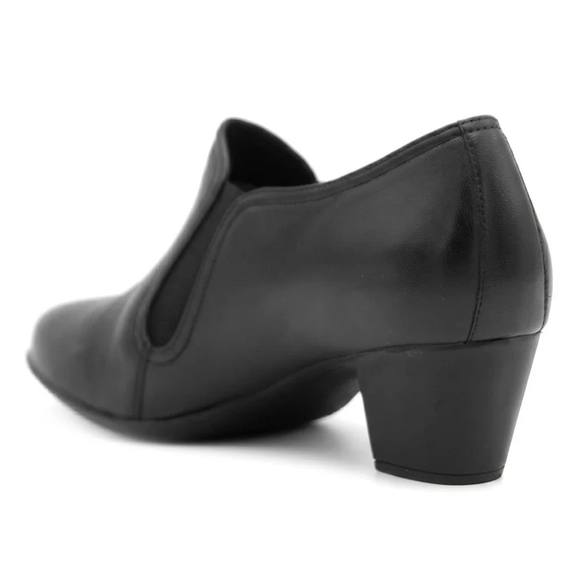 Leather Block Heel Slip On Shoe Boots - MAGNU44001 / 329 709 - Black