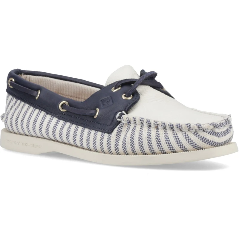 Sperry Damen-Mokassin Port | Weiß/Marineblau