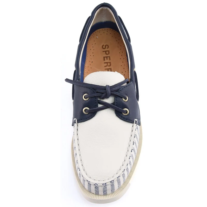 Sperry Damen-Mokassin Port | Weiß/Marineblau